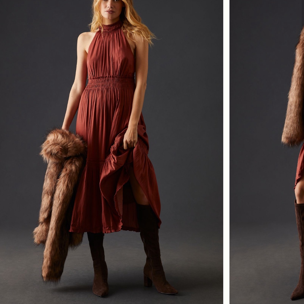 Anthropologie Tiered Halter Dress Sz 4p